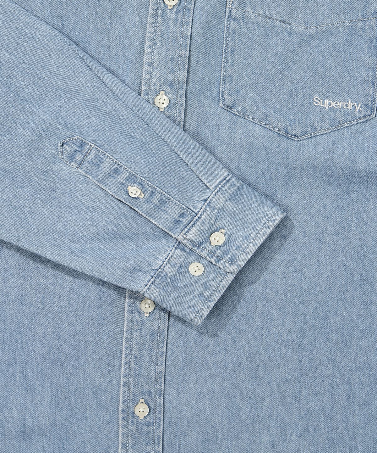 슈퍼드라이(SUPERDRY) 에센셜 세미 오버핏 데님 셔츠 인디고
