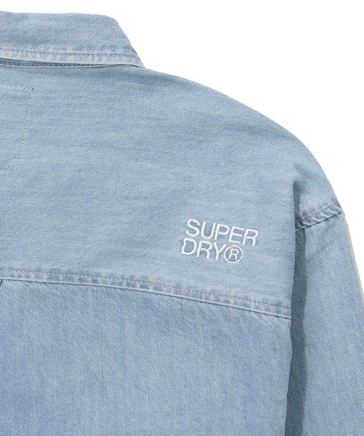 슈퍼드라이(SUPERDRY) 에센셜 세미 오버핏 데님 셔츠 인디고