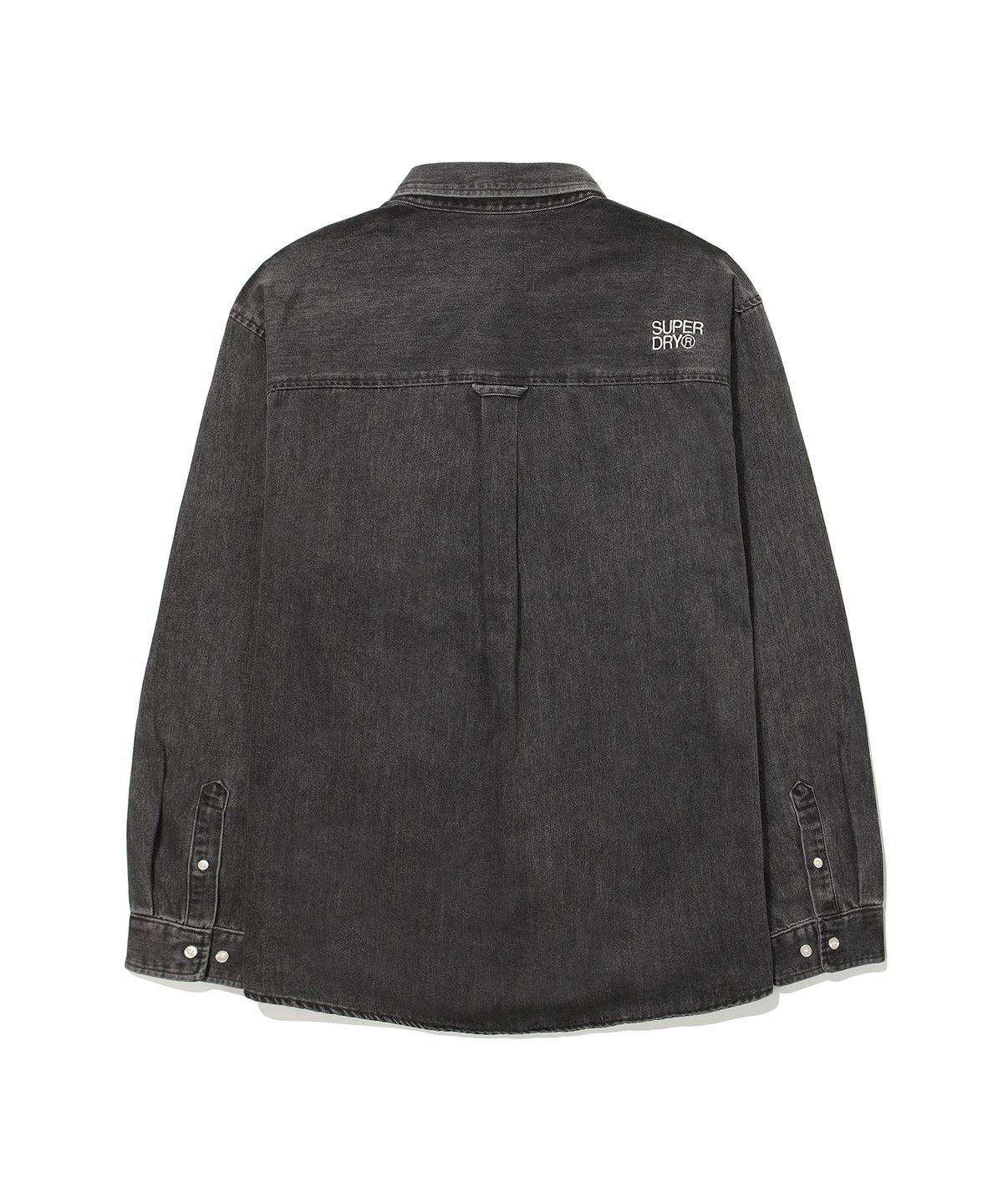슈퍼드라이(SUPERDRY) 에센셜 세미 오버핏 데님 셔츠 블랙