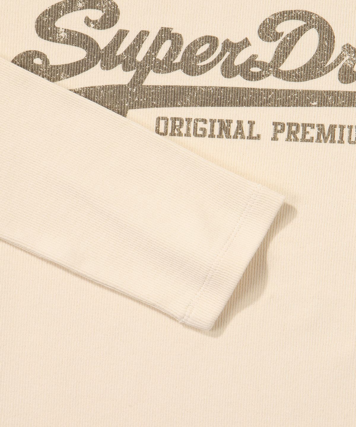 슈퍼드라이(SUPERDRY) W 빈티지 빅 로고 크롭 긴팔 티셔츠 아이보리