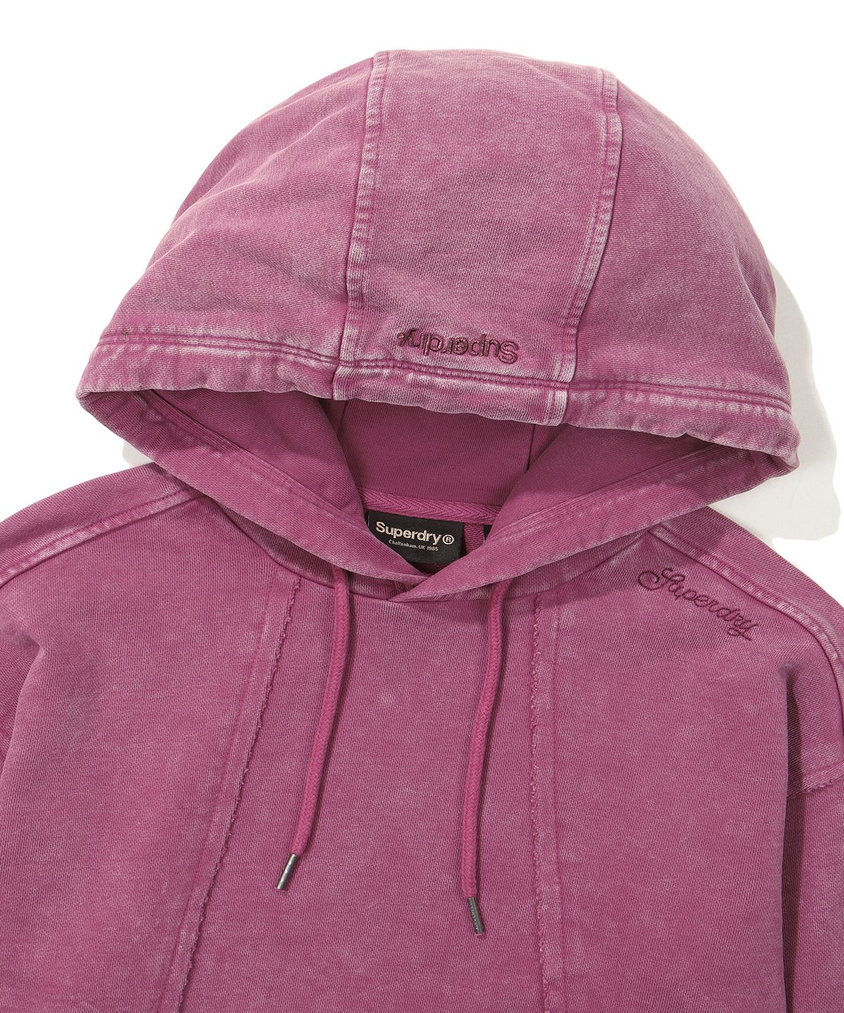 슈퍼드라이(SUPERDRY) W 빈티지 가먼트 워싱 크롭 후드티셔츠 다크핑크