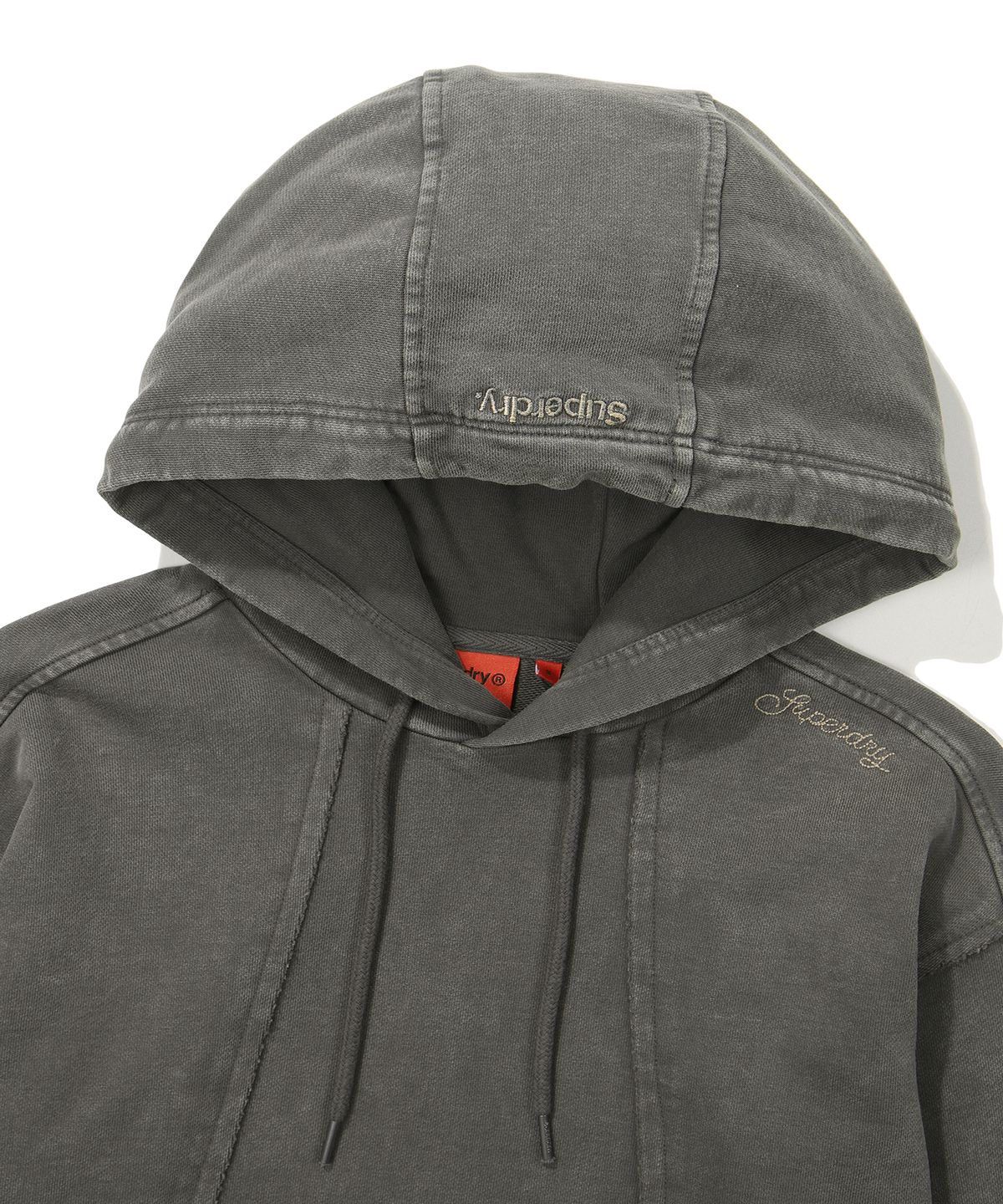 슈퍼드라이(SUPERDRY) W 빈티지 가먼트 워싱 크롭 후드티셔츠 다크그레이