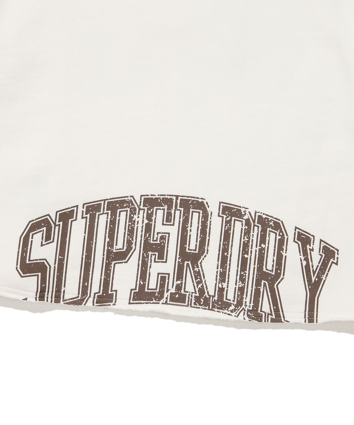 슈퍼드라이(SUPERDRY) W 바시티 컷팅 크롭 후드티셔츠 아이보리