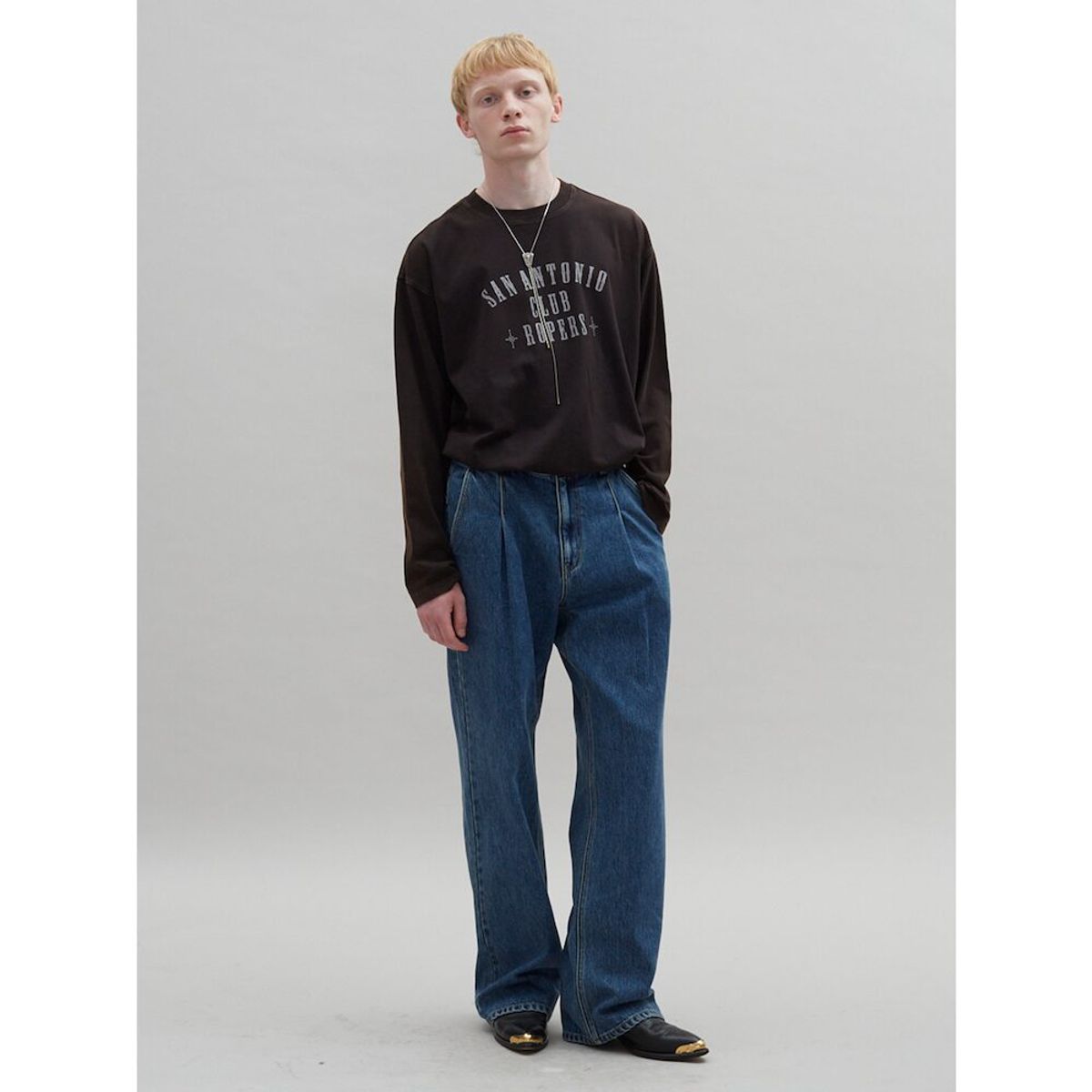 샌드 사운드(SAND SOUND) One Tuck Signature Wide Denim  Blue