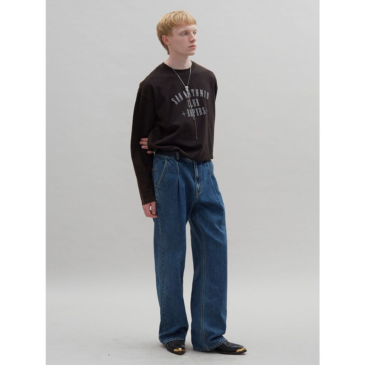 샌드 사운드(SAND SOUND) One Tuck Signature Wide Denim  Blue