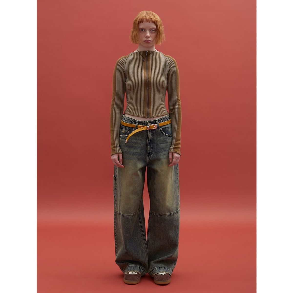 샌드 사운드(SAND SOUND) Vintage Washed SemiWide Denim  Khaki