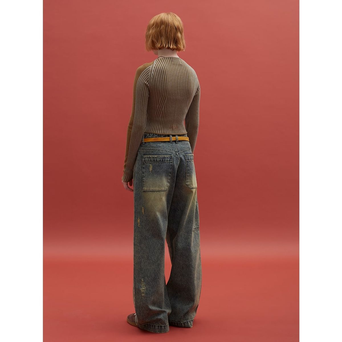 샌드 사운드(SAND SOUND) Vintage Washed SemiWide Denim  Khaki