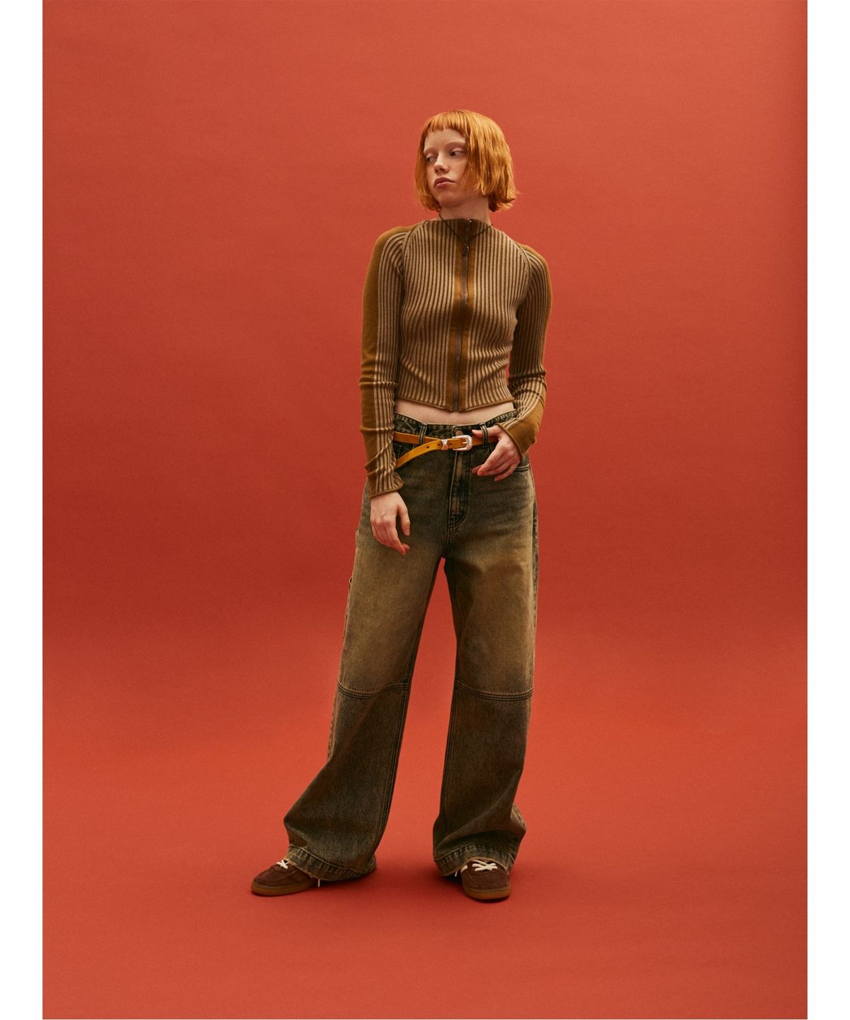 샌드 사운드(SAND SOUND) Vintage Washed SemiWide Denim  Khaki