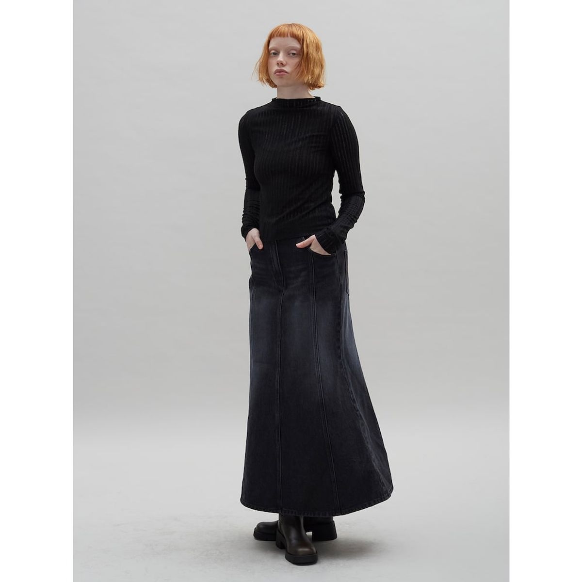 샌드 사운드(SAND SOUND) Mermaid Denim Skirt  Ash