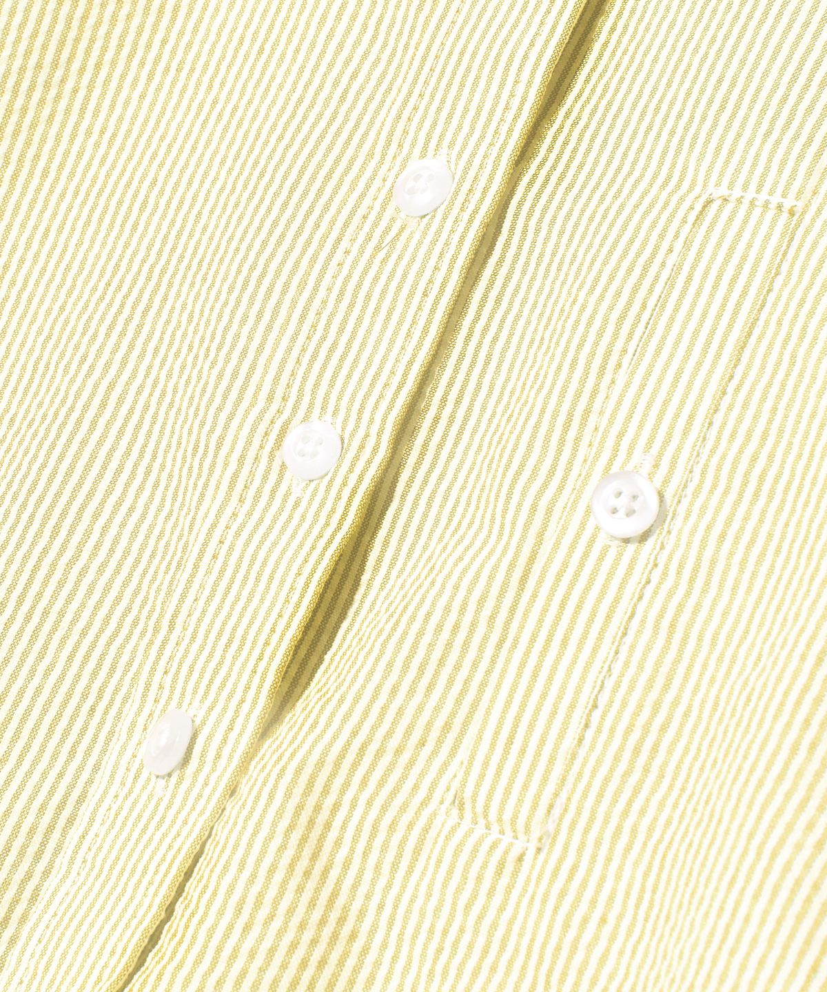 피스메이커(PIECE MAKER) SEERSUCKER POCKET CROP STRIPE SHIRTS (YELLOW)