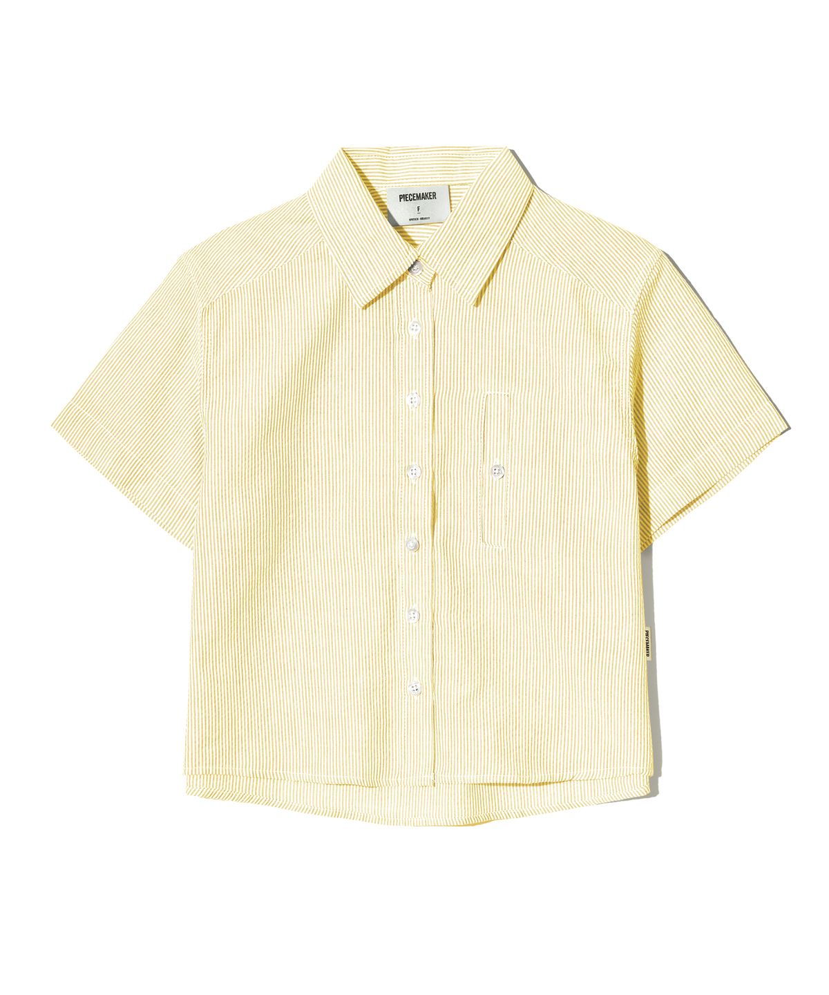 피스메이커(PIECE MAKER) SEERSUCKER POCKET CROP STRIPE SHIRTS (YELLOW)
