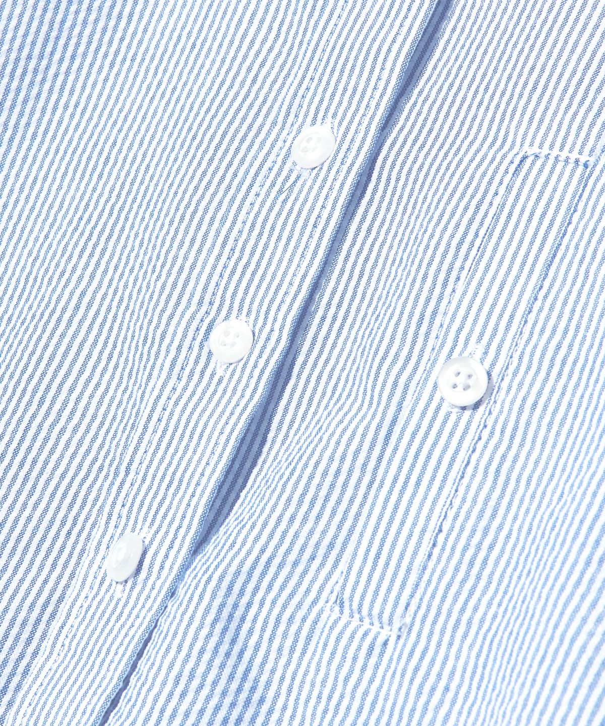 피스메이커(PIECE MAKER) SEERSUCKER POCKET CROP STRIPE SHIRTS (SKY BLUE)