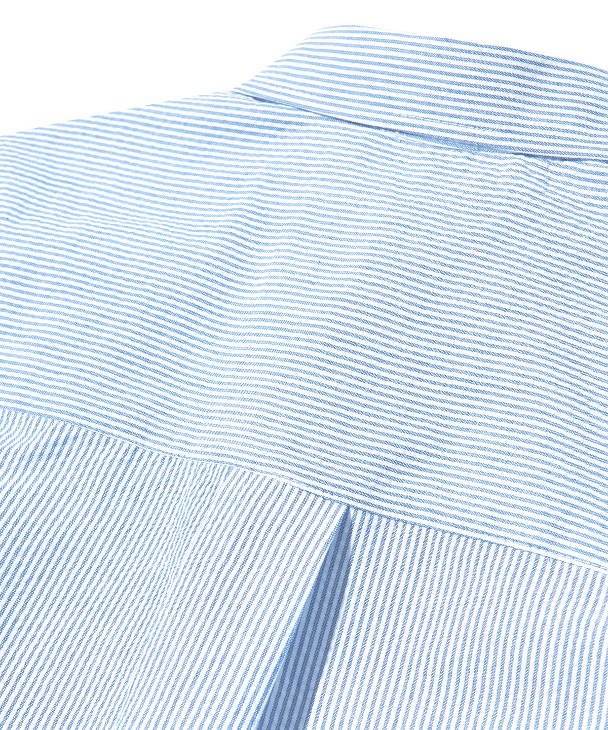 피스메이커(PIECE MAKER) SEERSUCKER POCKET CROP STRIPE SHIRTS (SKY BLUE)