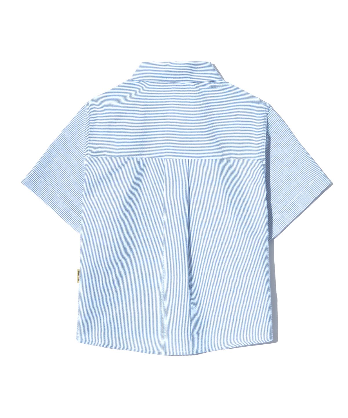 피스메이커(PIECE MAKER) SEERSUCKER POCKET CROP STRIPE SHIRTS (SKY BLUE)