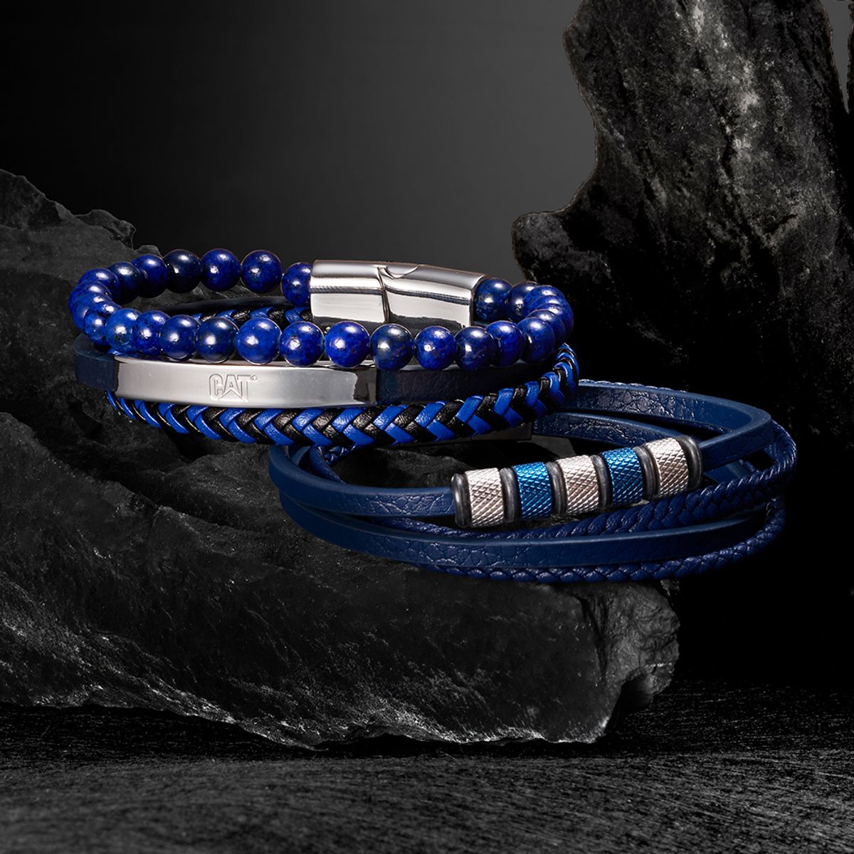 캐터필라(CATERPILLAR) BEADS 가죽 원석 팔찌 J014B28162