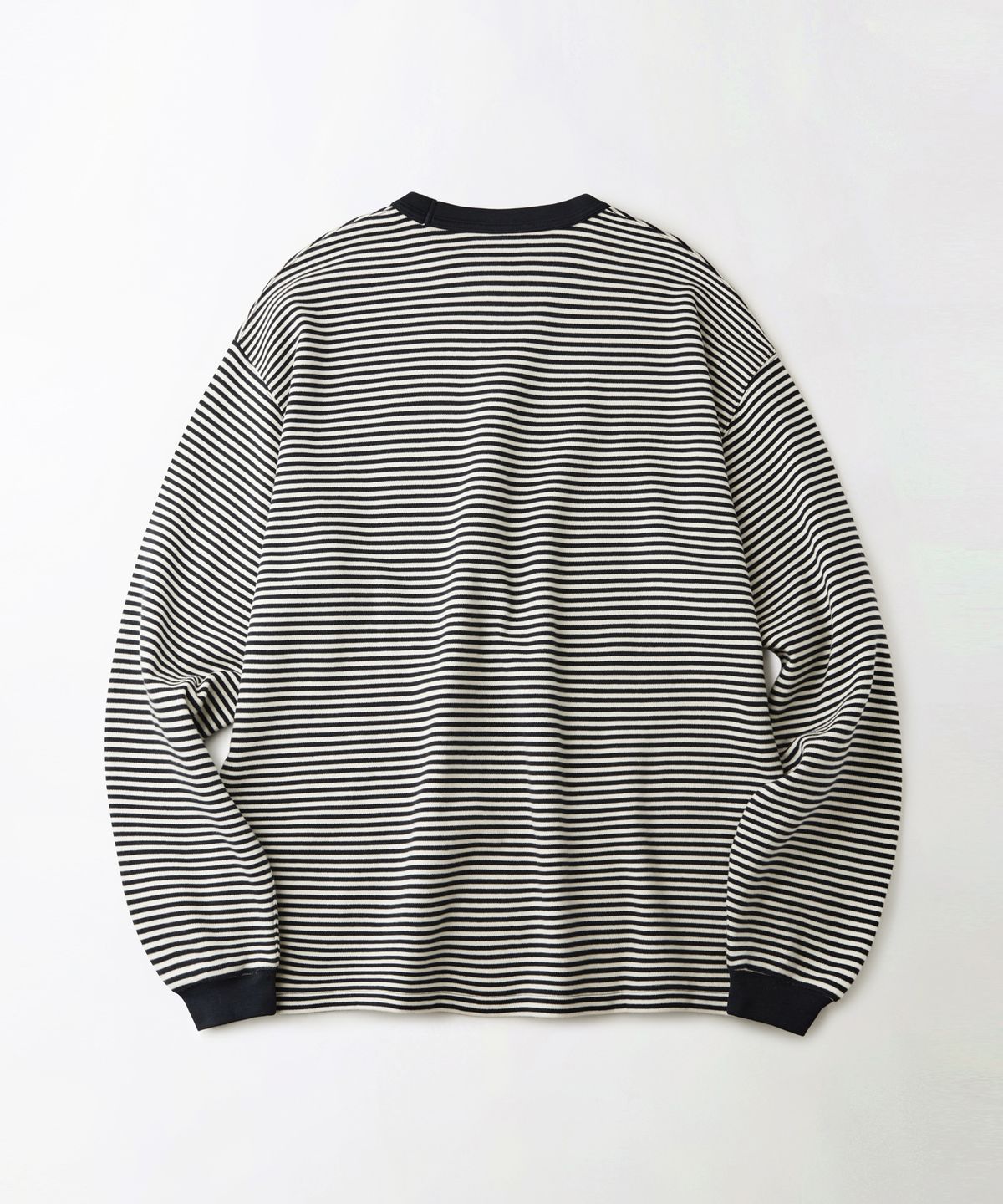 아웃스탠딩(OUTSTANDING) STRIPE CREW NECK LONG SLEEVE TEE_IVORY/NAVY