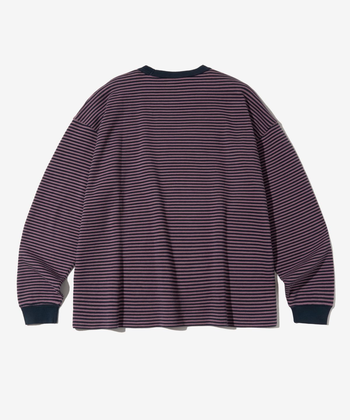 아웃스탠딩(OUTSTANDING) STRIPE CREW NECK LONG SLEEVE_PURPLE/NAVY