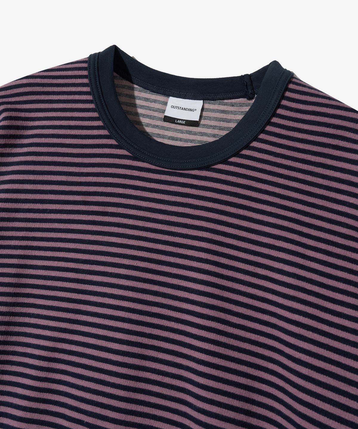 아웃스탠딩(OUTSTANDING) STRIPE CREW NECK LONG SLEEVE_PURPLE/NAVY