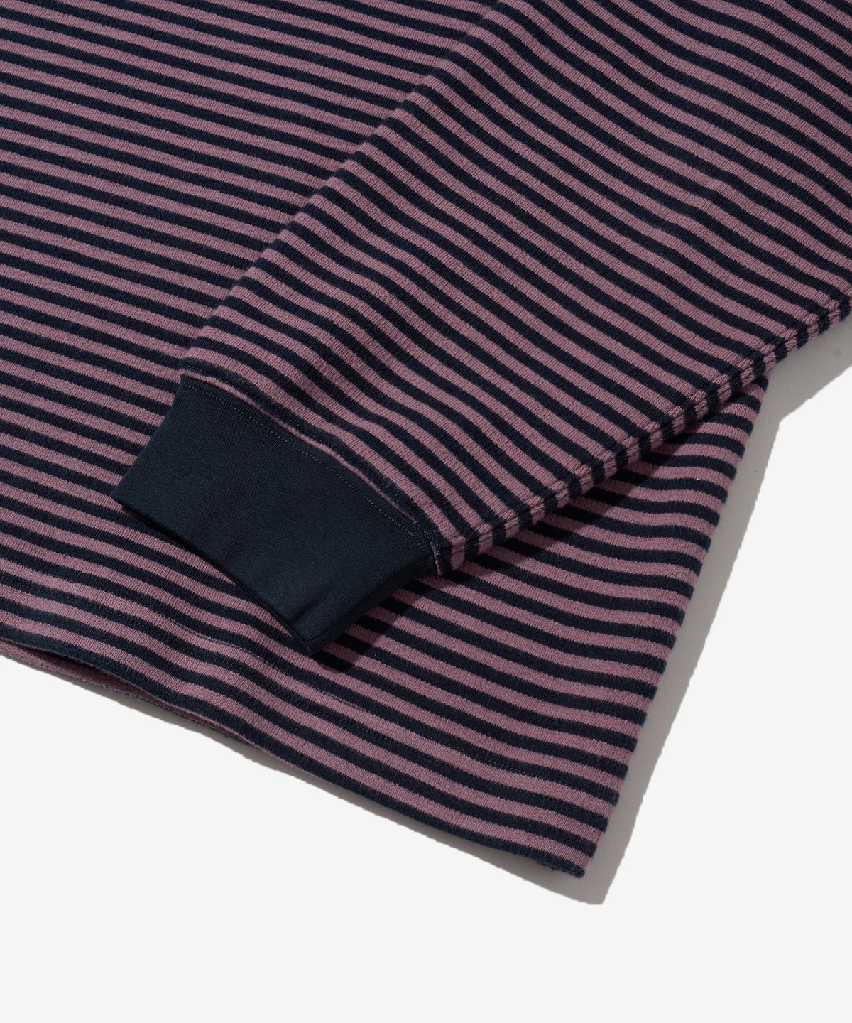 아웃스탠딩(OUTSTANDING) STRIPE CREW NECK LONG SLEEVE_PURPLE/NAVY