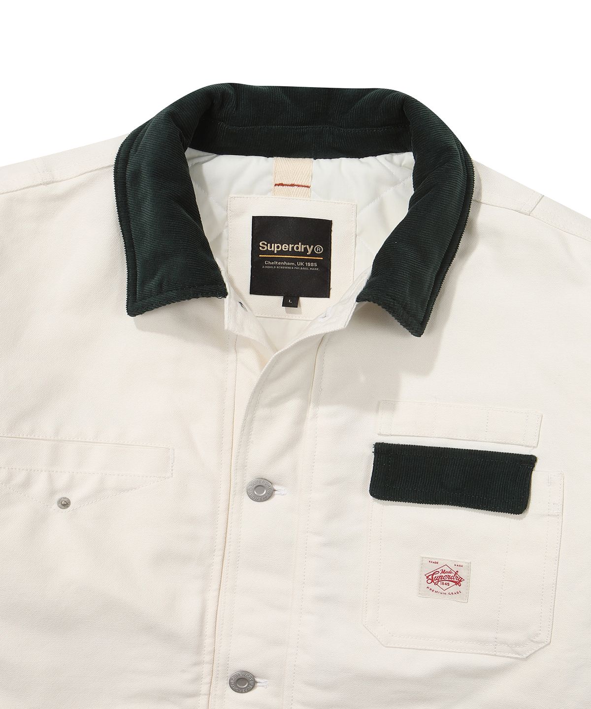 슈퍼드라이(SUPERDRY) 패디드 코튼 헌팅 자켓 아이보리