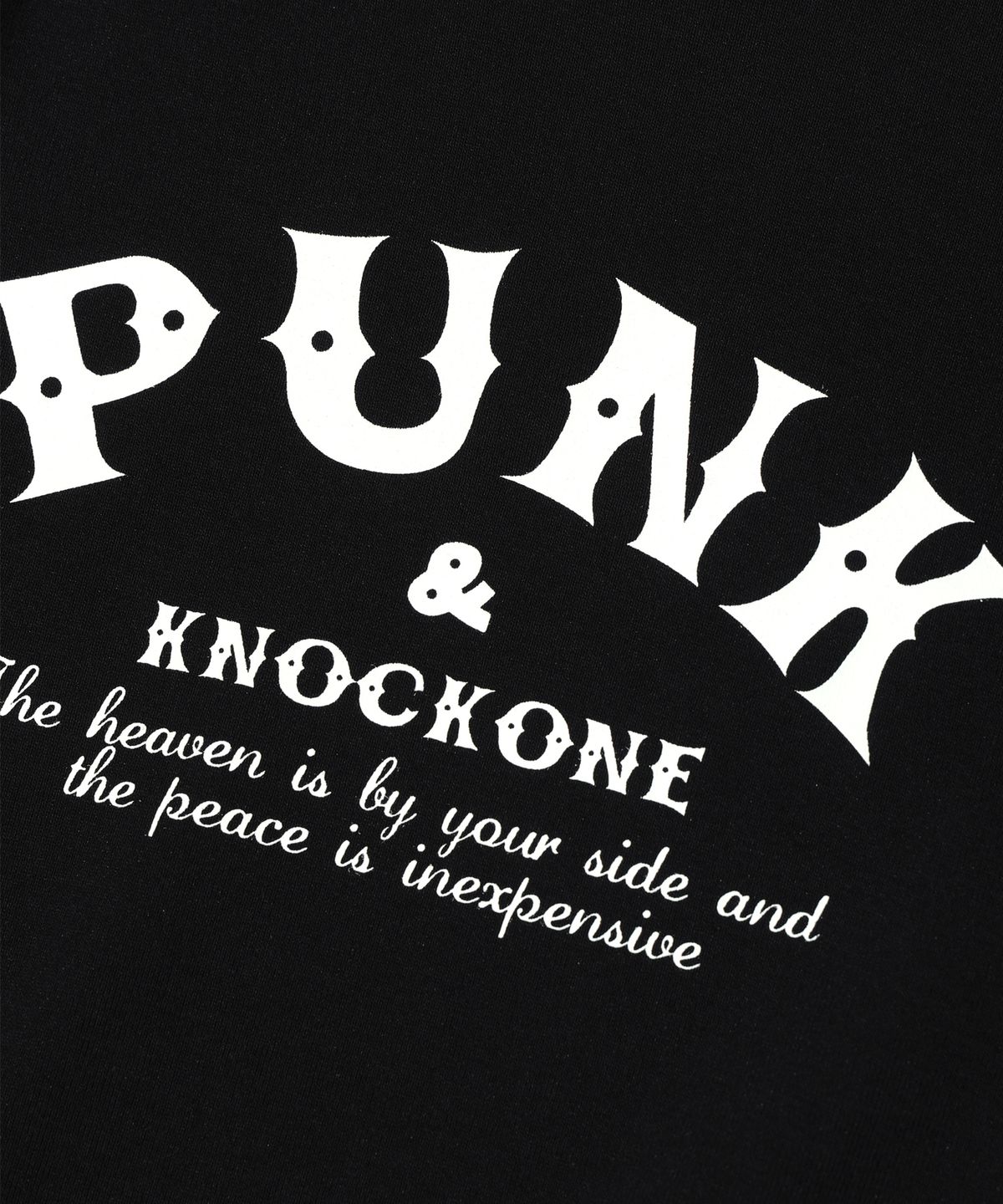 낙원펑크(KNOCKONEPUNK) 헴 라인 펑크 앤 낙원 크롭 티셔츠 [블랙]