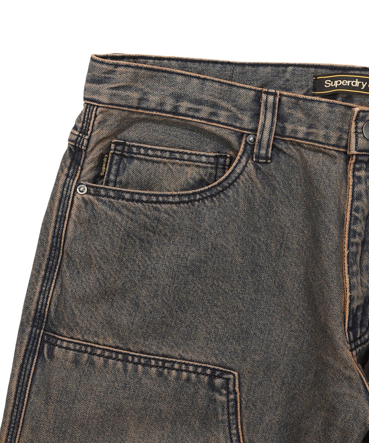 슈퍼드라이(SUPERDRY) 카펜터 빈티지 워싱 데님 팬츠 브라운