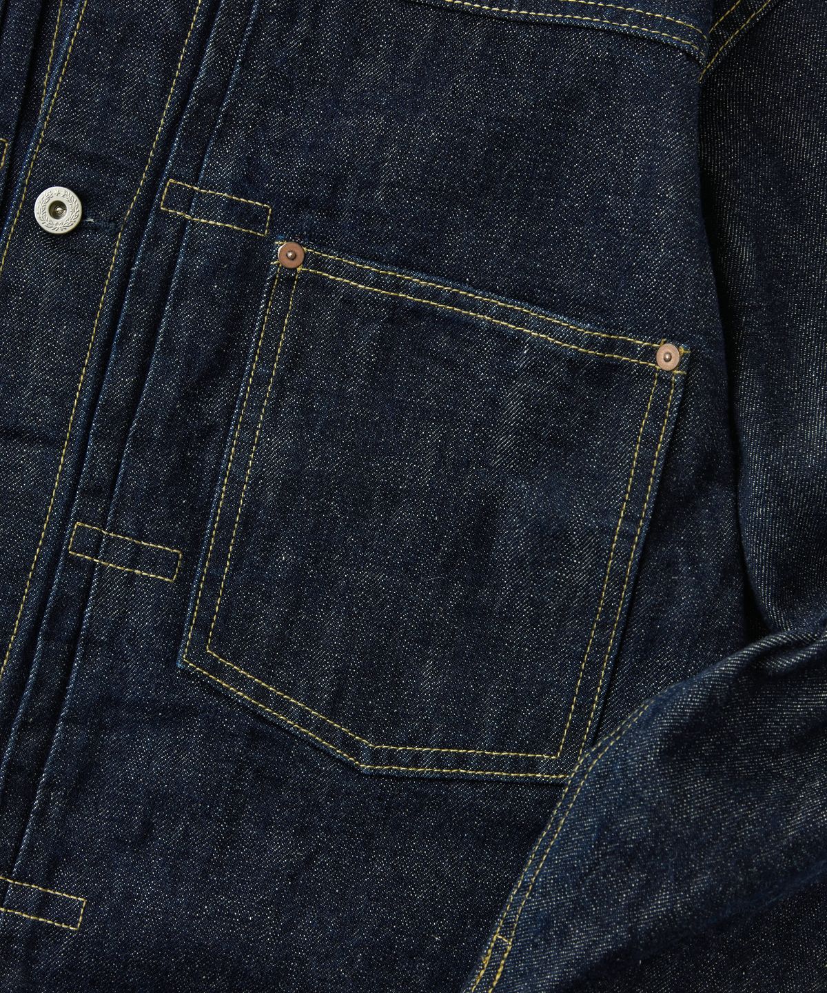 아웃스탠딩(OUTSTANDING) W.W. II SELVEDGE DENIM 1ST JACKET_INDIGO