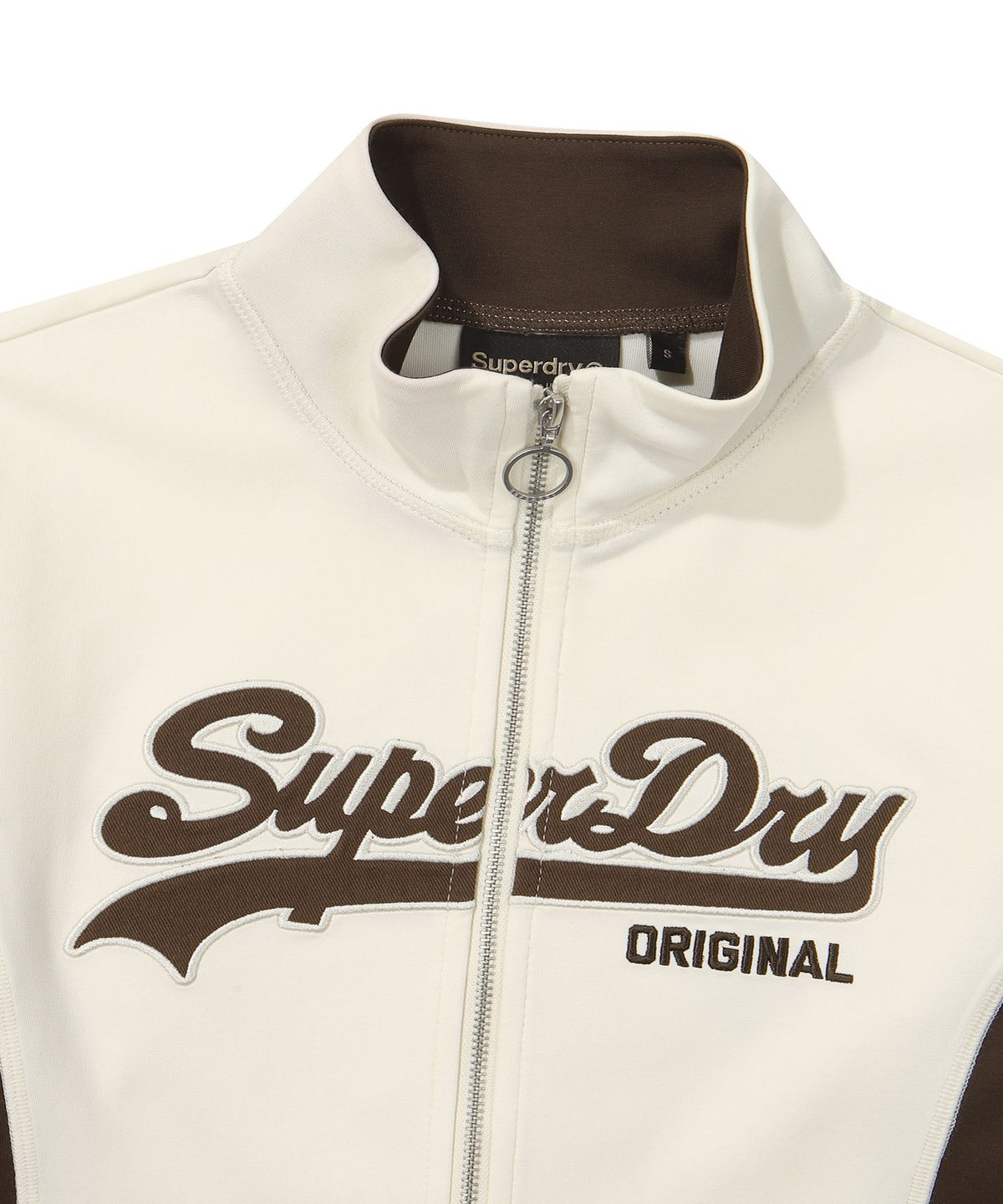 슈퍼드라이(SUPERDRY) W 헤리티지 슬림 크롭 집업 아이보리