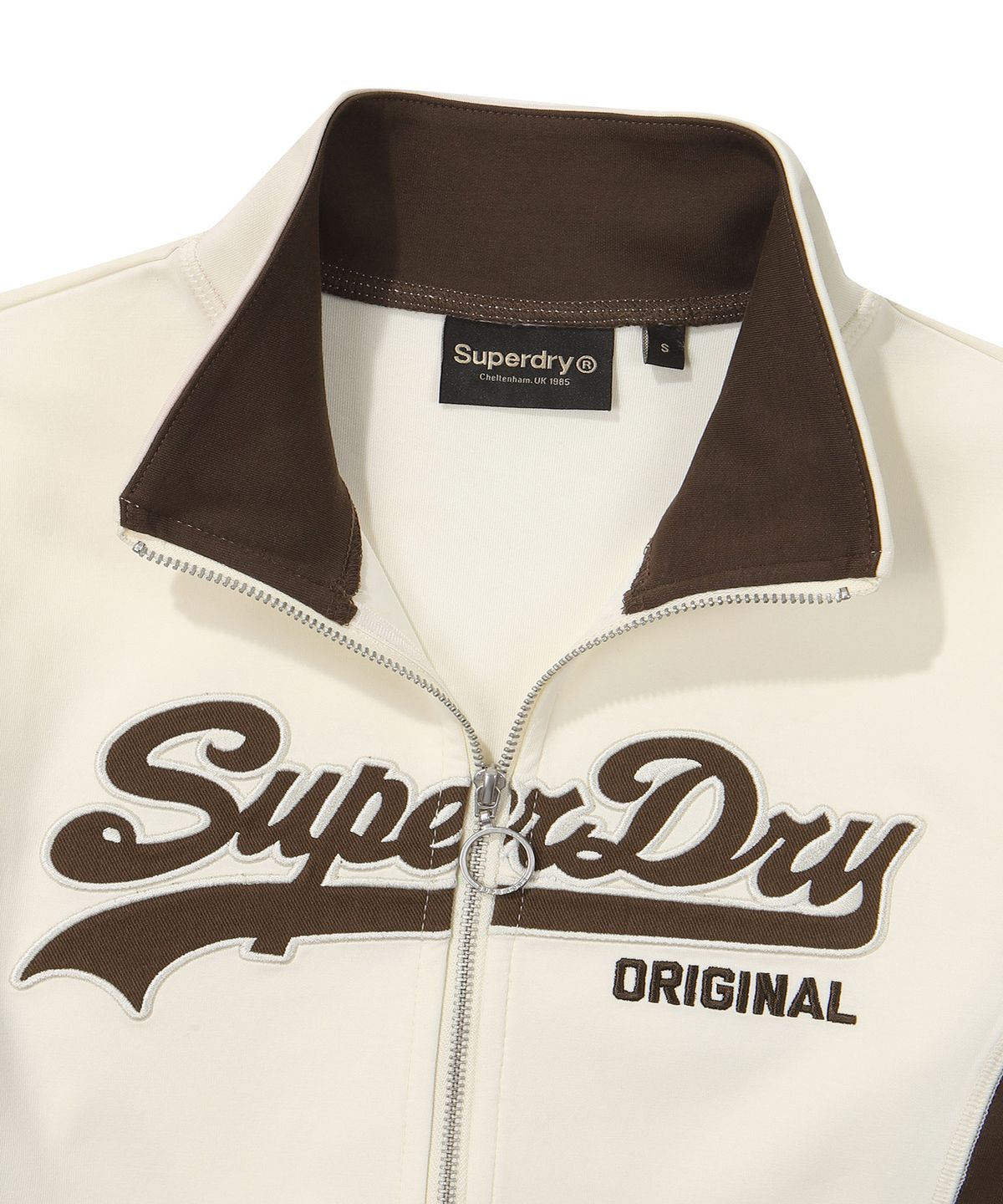 슈퍼드라이(SUPERDRY) W 헤리티지 슬림 크롭 집업 아이보리