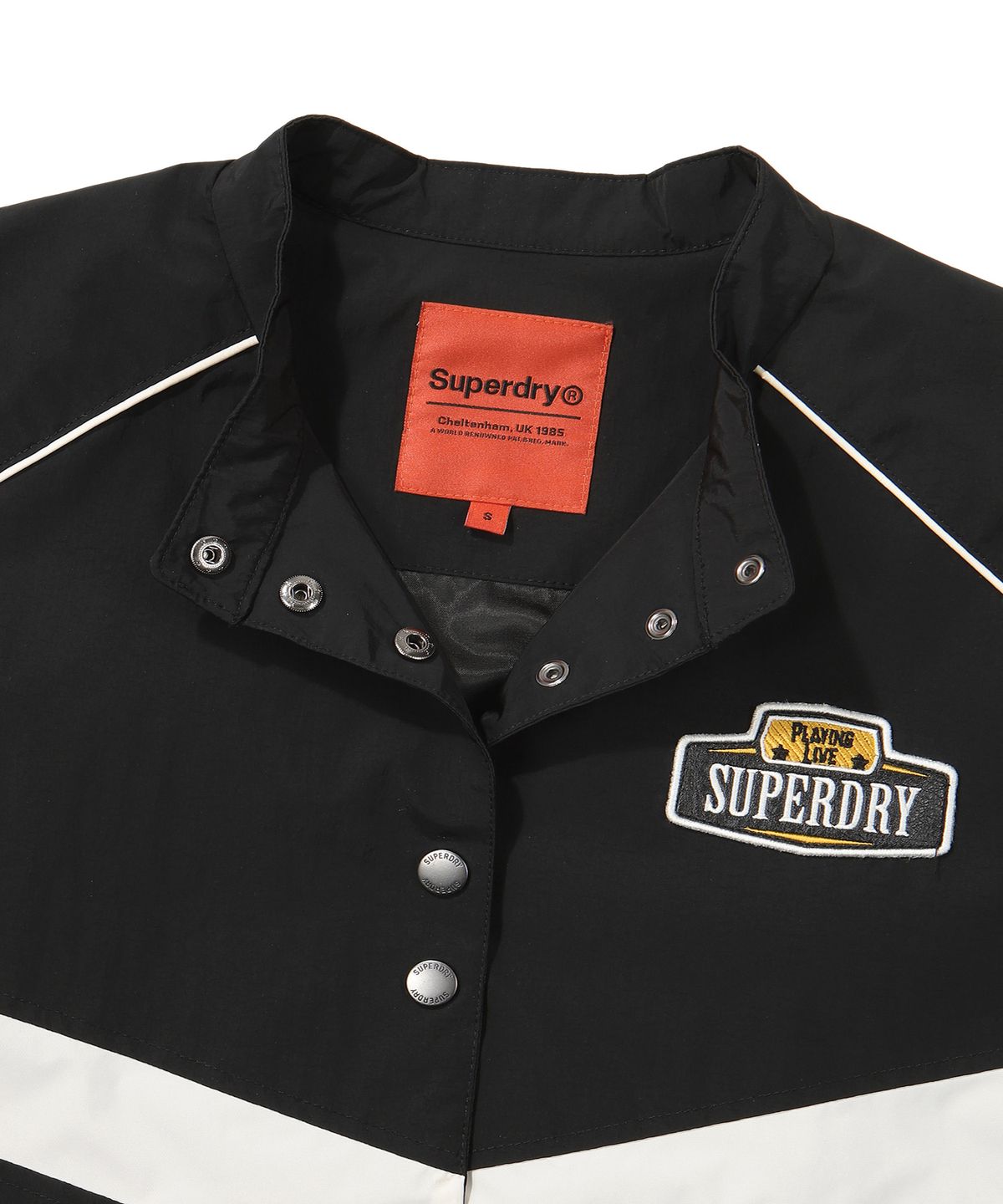 슈퍼드라이(SUPERDRY) W 나일론 레이싱 크롭 자켓 블랙