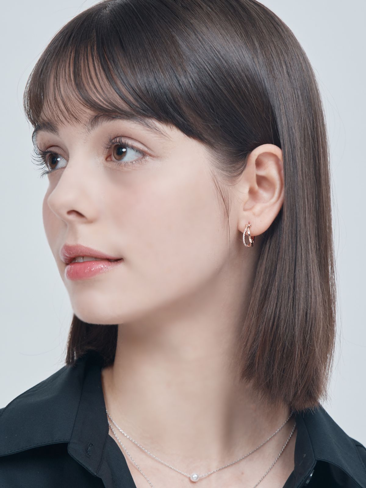 엘르주얼리(ELLEJEWELRY) 14K Goldplated 크로스 큐빅 링 귀걸이 ELGPEE515