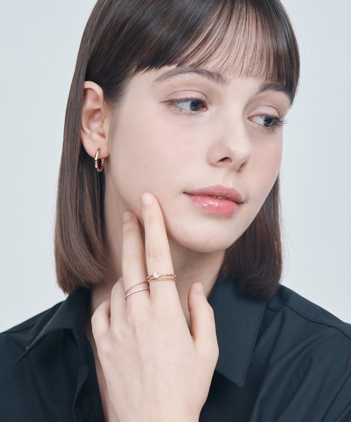 엘르주얼리(ELLEJEWELRY) 14K Goldplated 컷팅 링 귀걸이 ELGPEE514