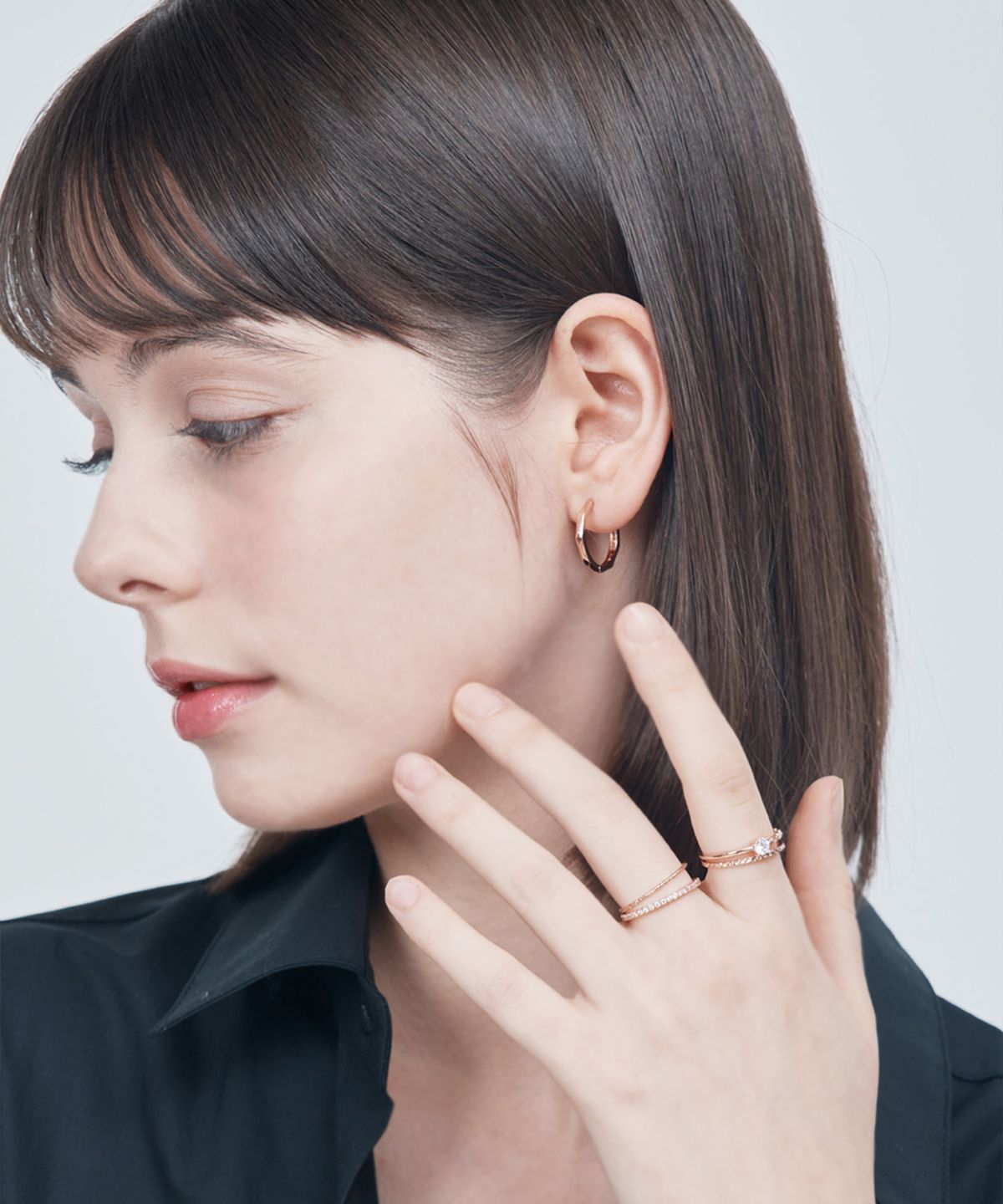 엘르주얼리(ELLEJEWELRY) 14K Goldplated 컷팅 링 귀걸이 ELGPEE514