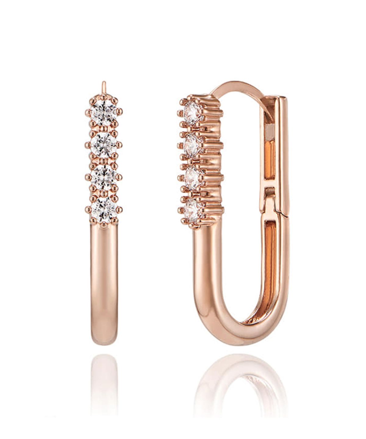 엘르주얼리(ELLEJEWELRY) 14K Goldpin 큐빅라인 원터치 귀걸이 ELGPEE445