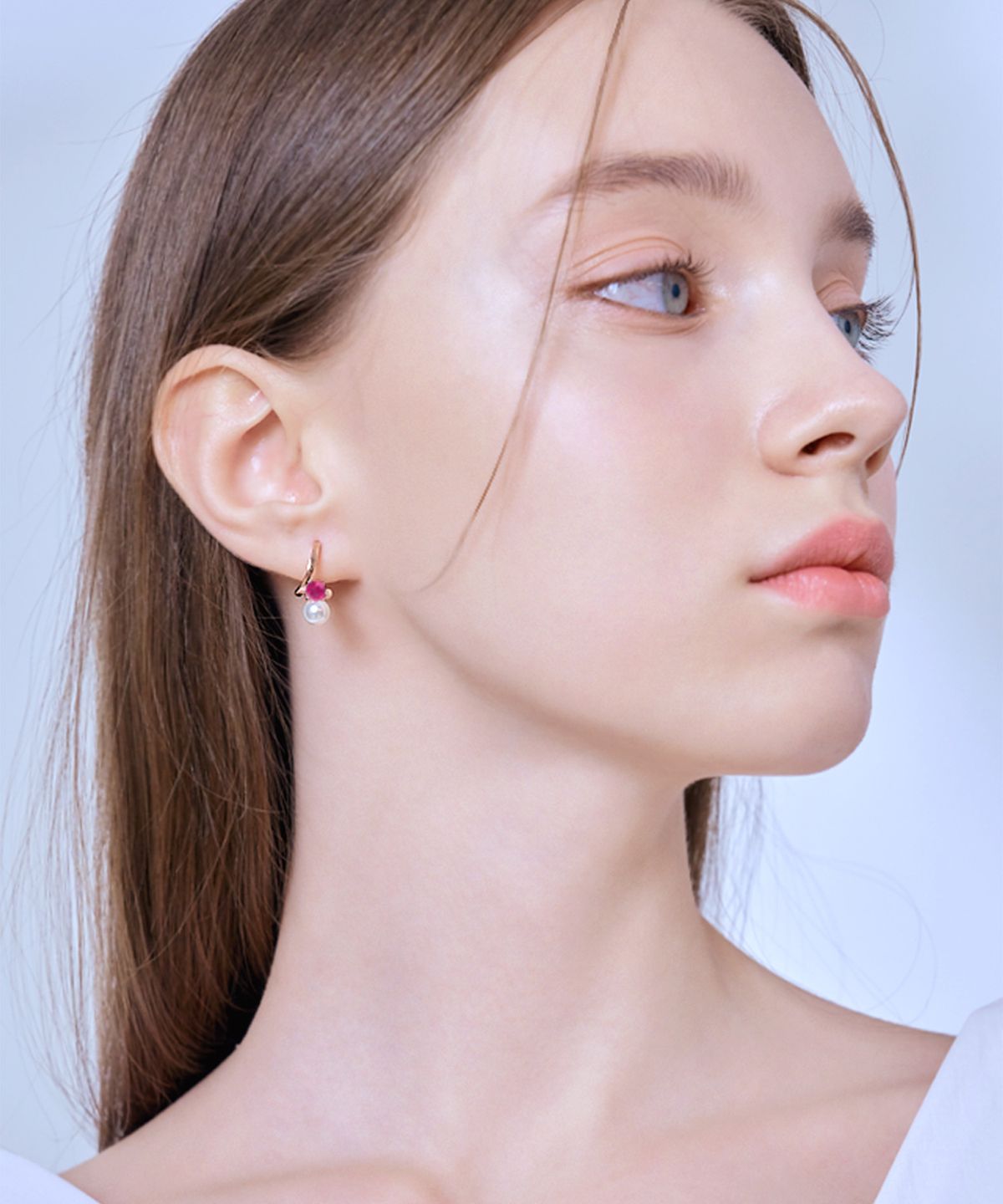 엘르주얼리(ELLEJEWELRY) 14K GF 웨이브 진주 원터치 귀걸이 ELGPEE430