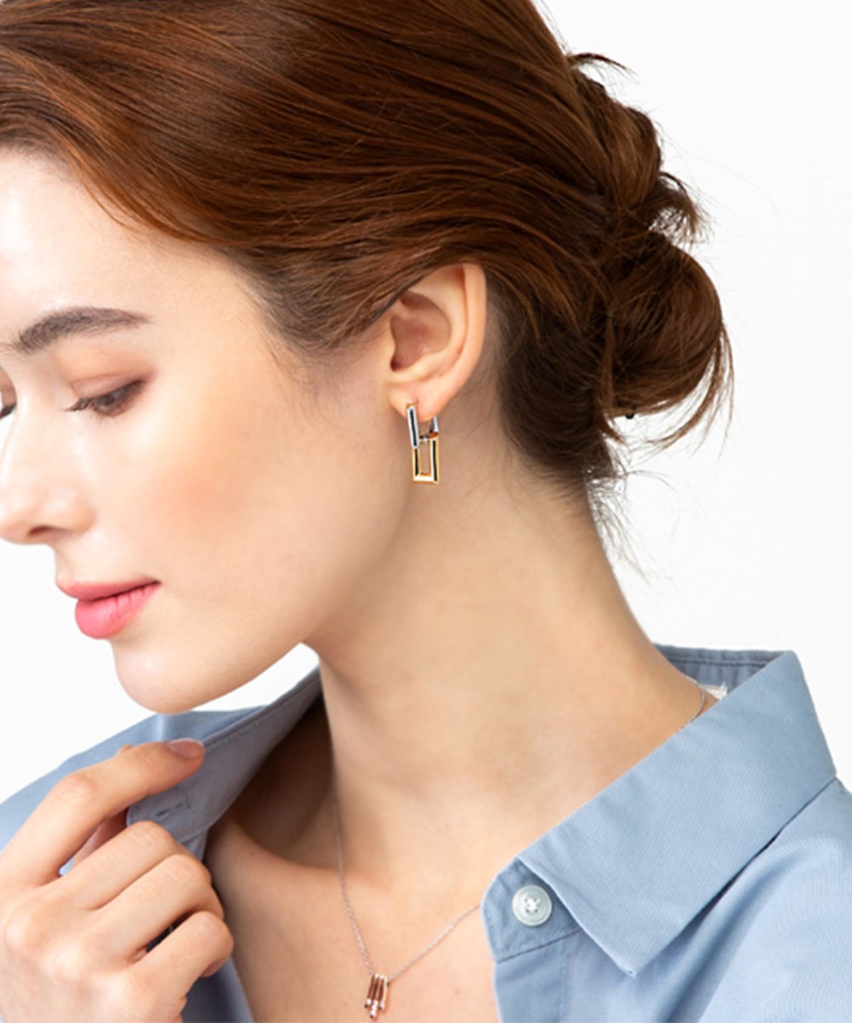 엘르주얼리(ELLEJEWELRY) 14K GF 콤비 원터치 귀걸이 ELGPEE352