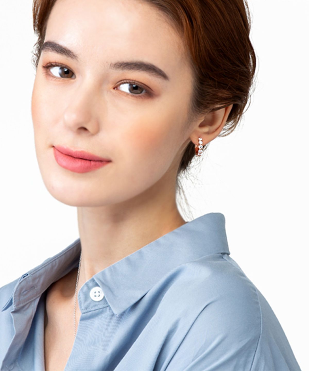 엘르주얼리(ELLEJEWELRY) 14K GF 큐빅 라인 원터치 귀걸이 ELGPEE348