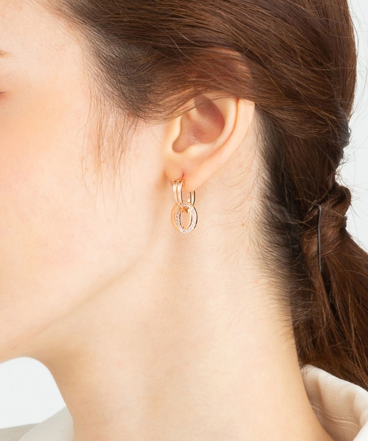 엘르주얼리(ELLEJEWELRY) 14K GF 투 써클 원터치 귀걸이 ELGPEE305
