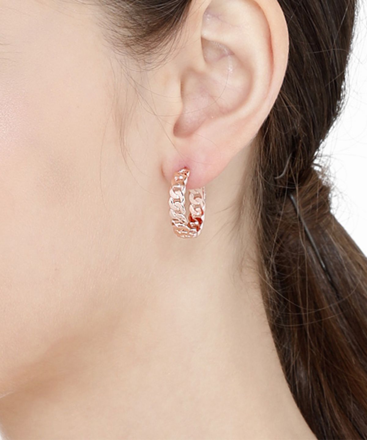엘르주얼리(ELLEJEWELRY) 볼드 체인 14K GF 원터치 링 귀걸이 ELGPEE231