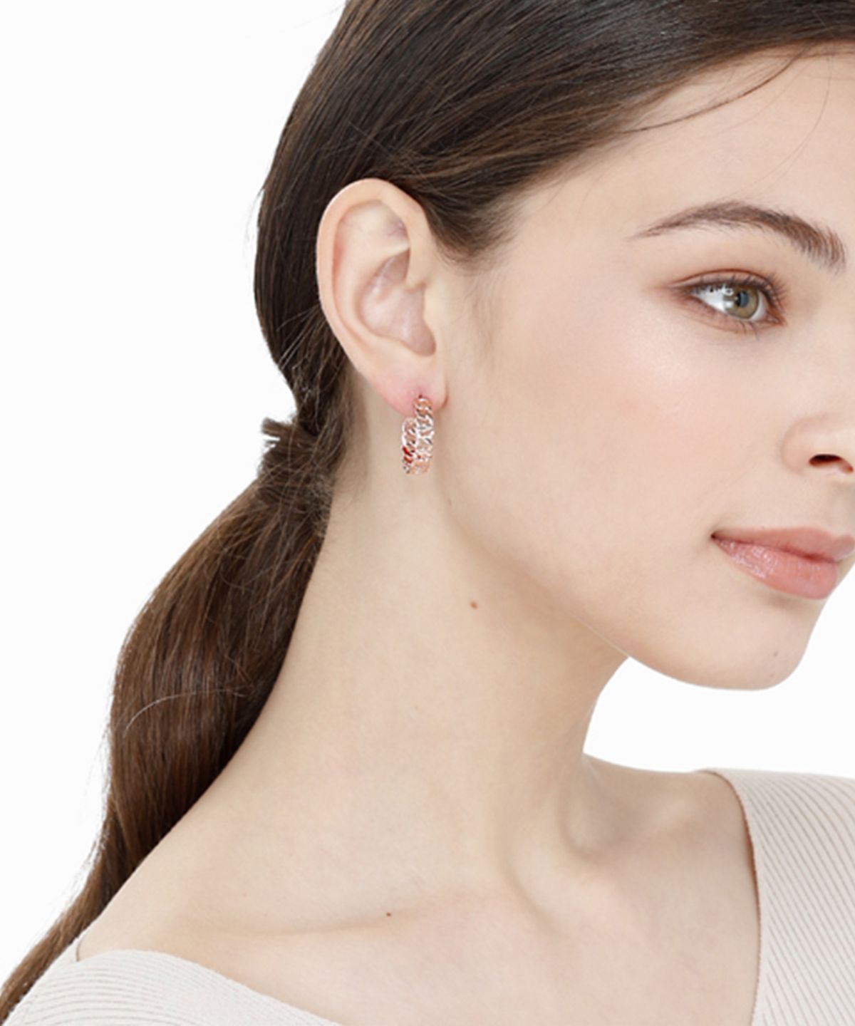 엘르주얼리(ELLEJEWELRY) 볼드 체인 14K GF 원터치 링 귀걸이 ELGPEE231