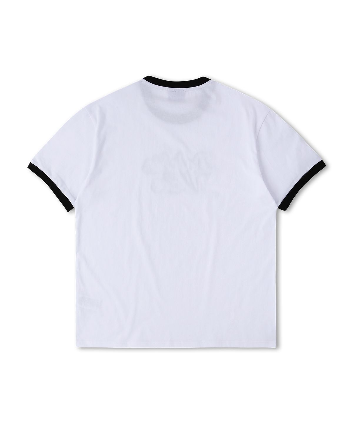 돌핀웨이브어패럴(DOLPHIN WAVE APPAREL) [2팩]돌핀 발포 프린트 빅로고 링거 반팔티셔츠 블랙+화이트