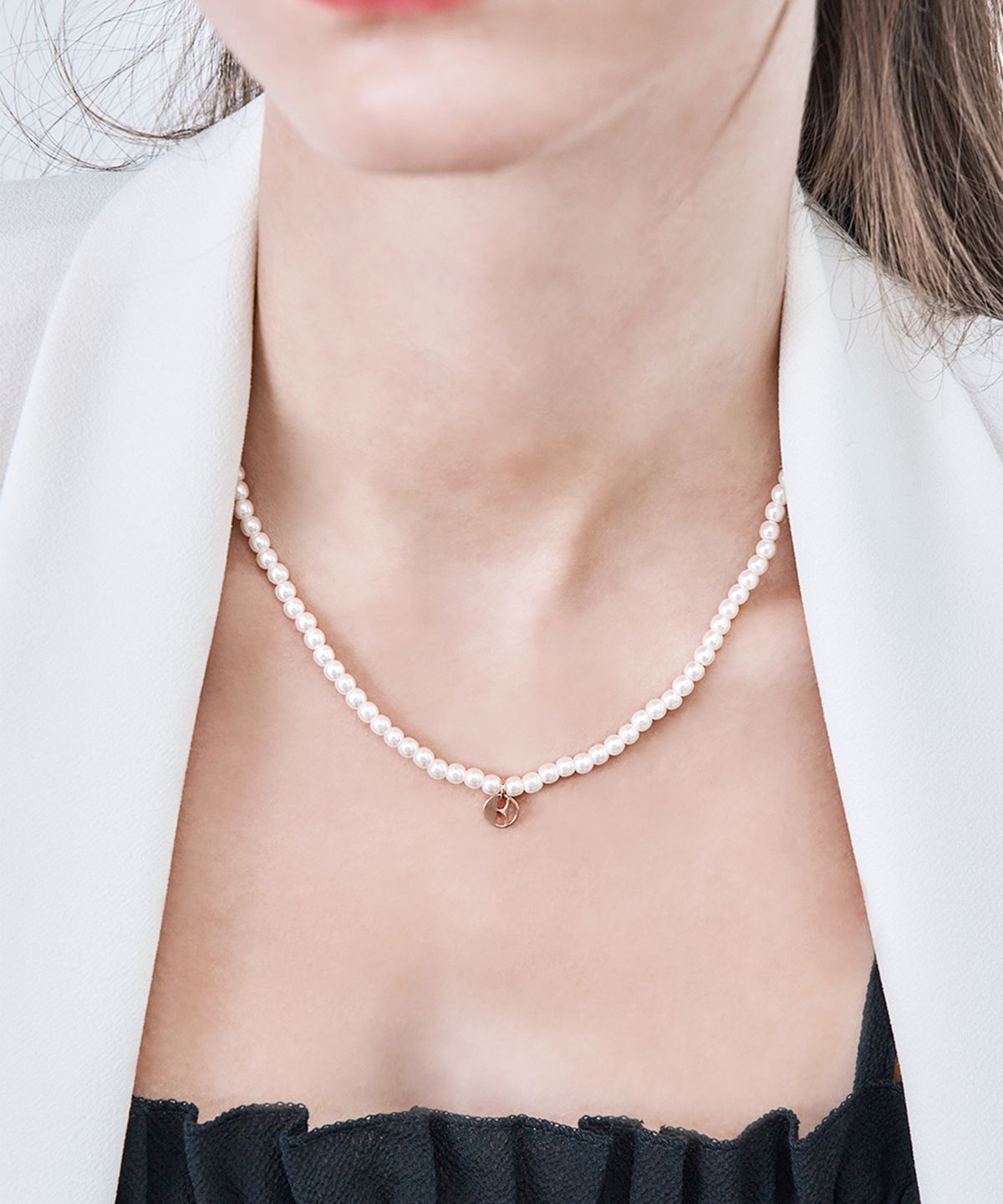 엘르주얼리(ELLEJEWELRY) 심플 시그니처 진주 비드 목걸이 ELBRNN227