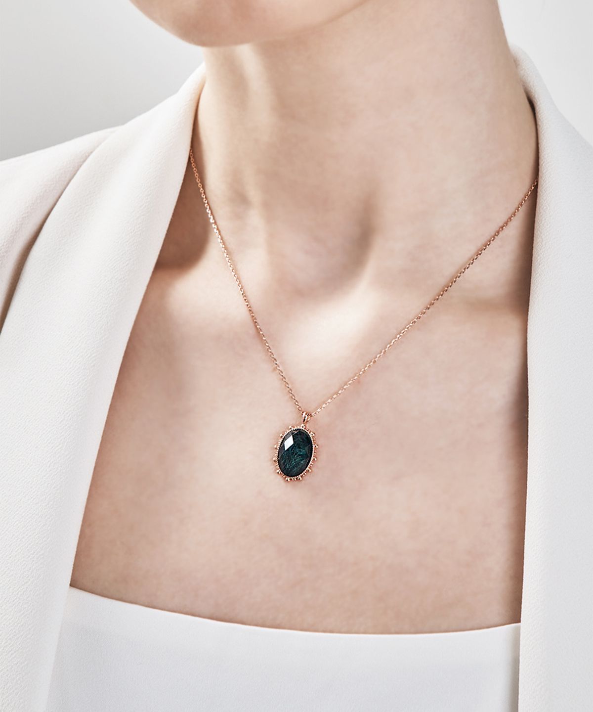 엘르주얼리(ELLEJEWELRY) 블루 침수정 파인 볼드 목걸이 ELBRNN223