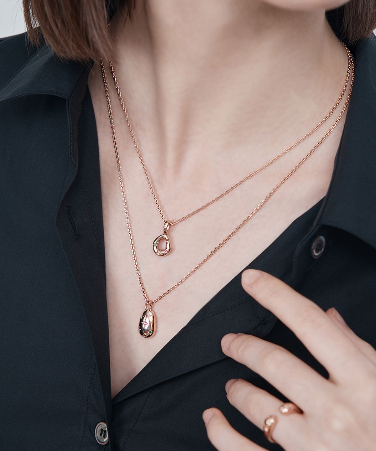 엘르주얼리(ELLEJEWELRY) 비비드 파티 듀얼큐빅 목걸이 ELBRNN214