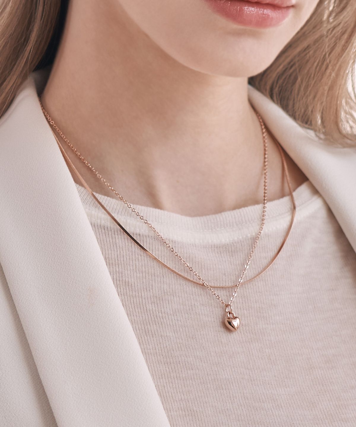 엘르주얼리(ELLEJEWELRY) 하트 레이어드 목걸이 ELBRNN191