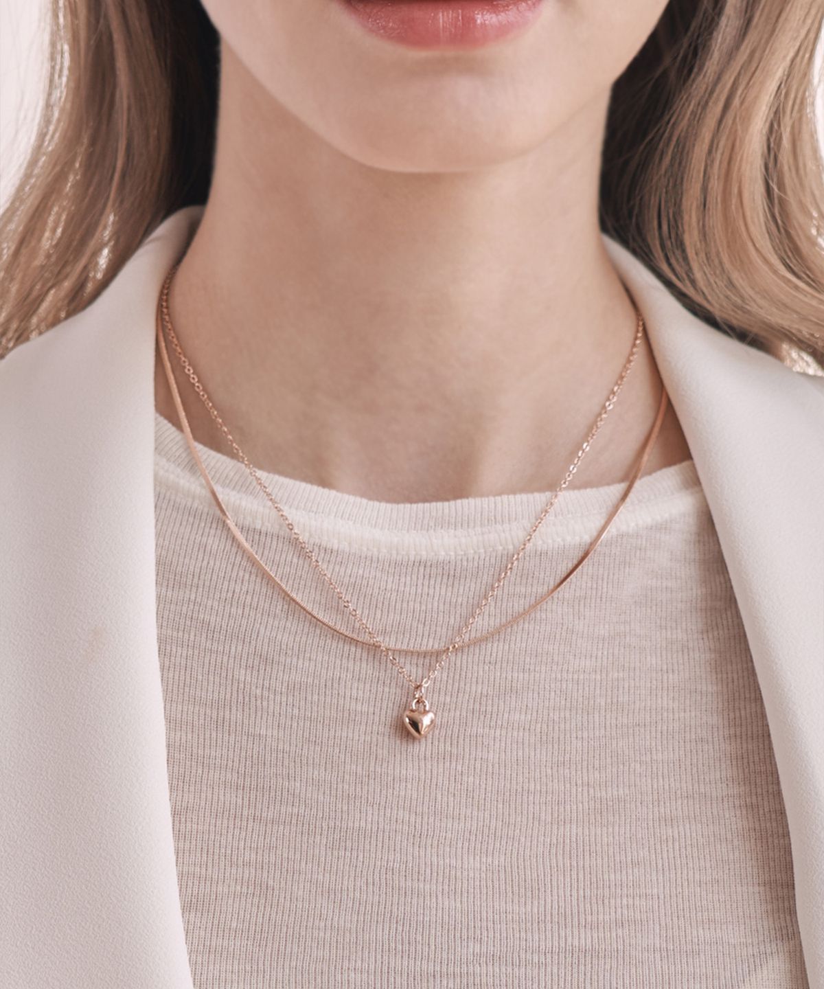 엘르주얼리(ELLEJEWELRY) 하트 레이어드 목걸이 ELBRNN191