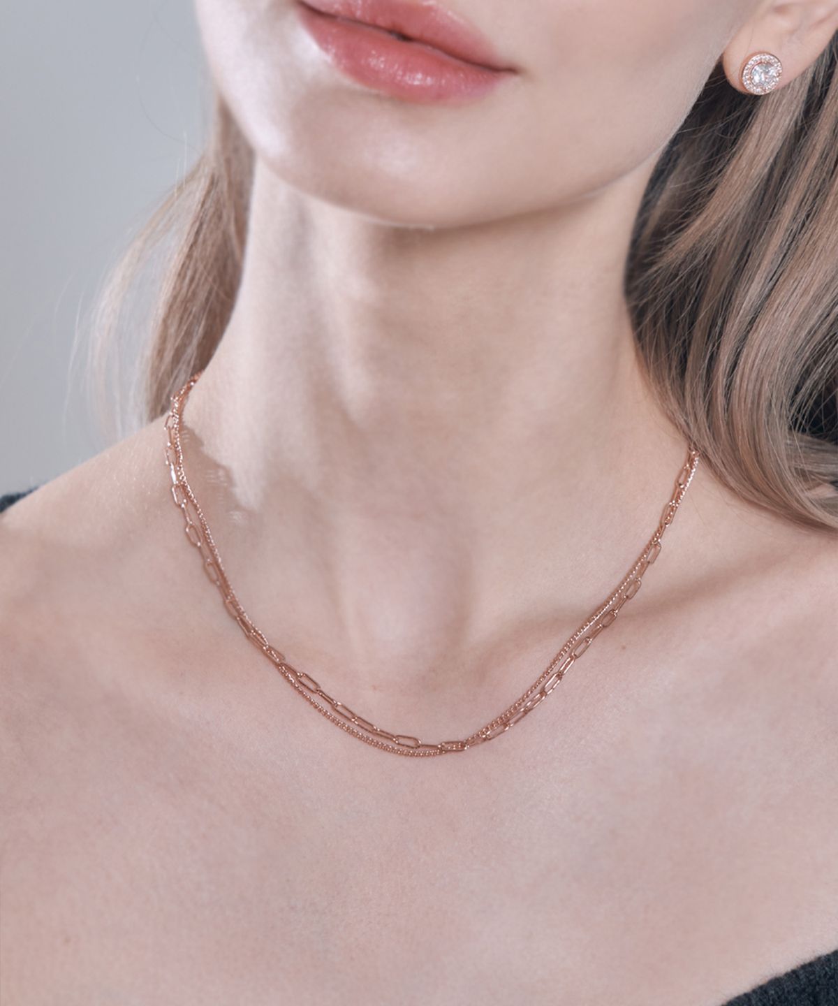 엘르주얼리(ELLEJEWELRY) 클립 체인 레이어드 목걸이 ELBRNN188