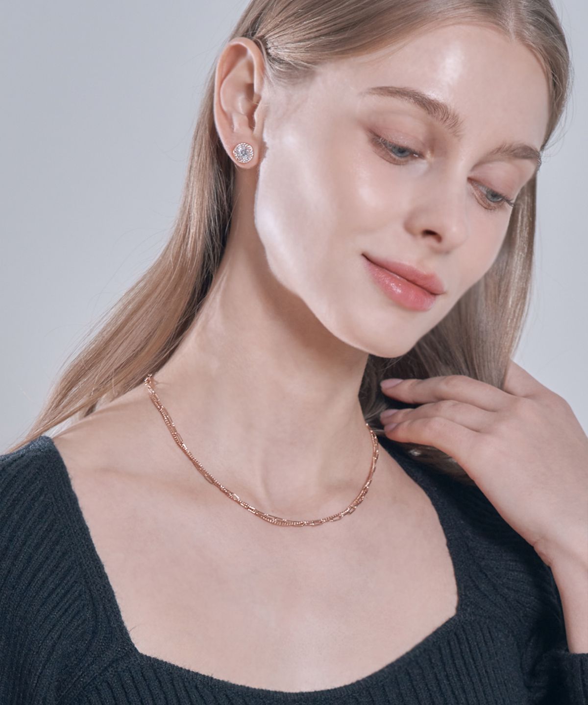 엘르주얼리(ELLEJEWELRY) 클립 체인 레이어드 목걸이 ELBRNN188