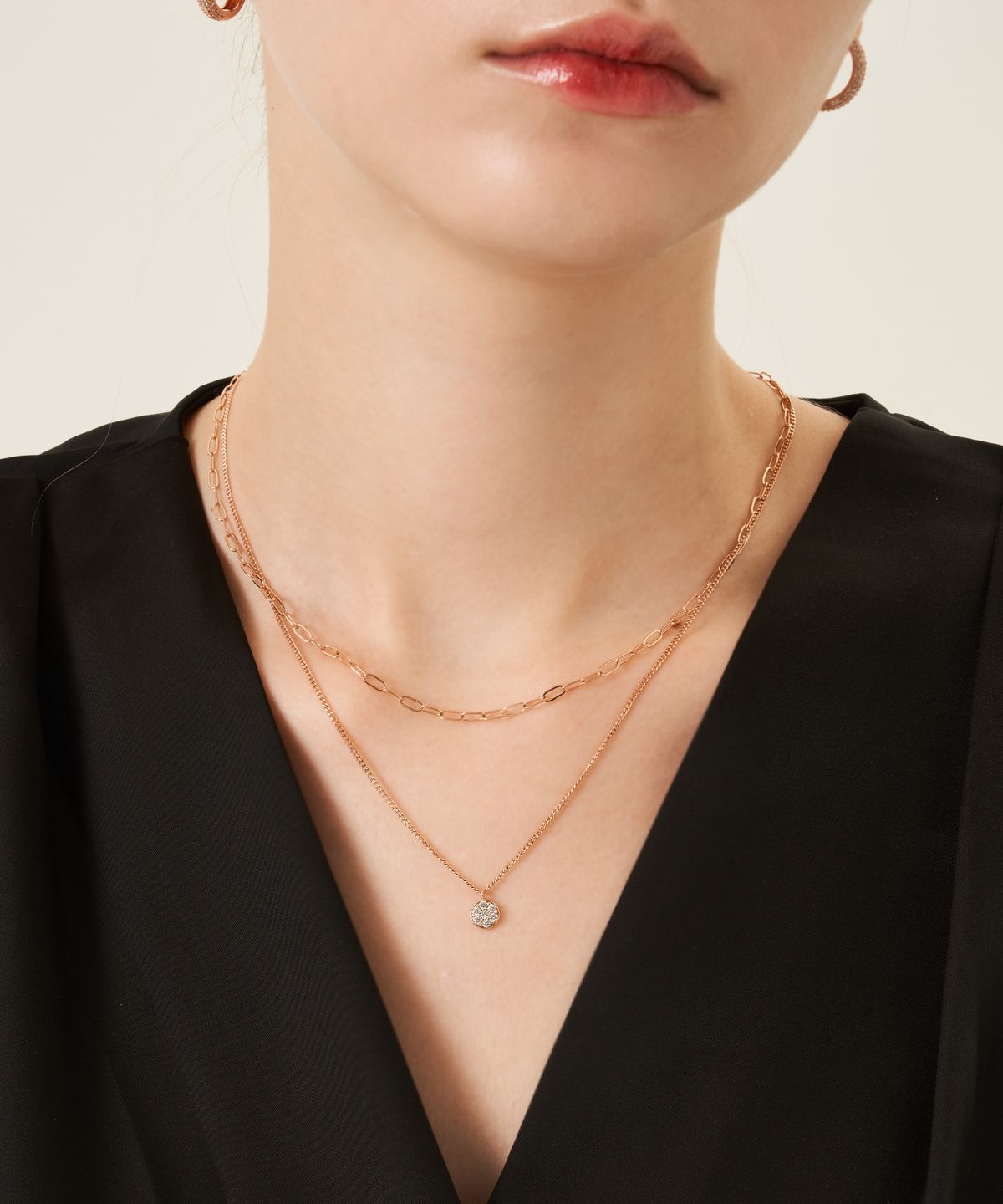 엘르주얼리(ELLEJEWELRY) 체인 레이어드 블링 목걸이 ELBRNN143