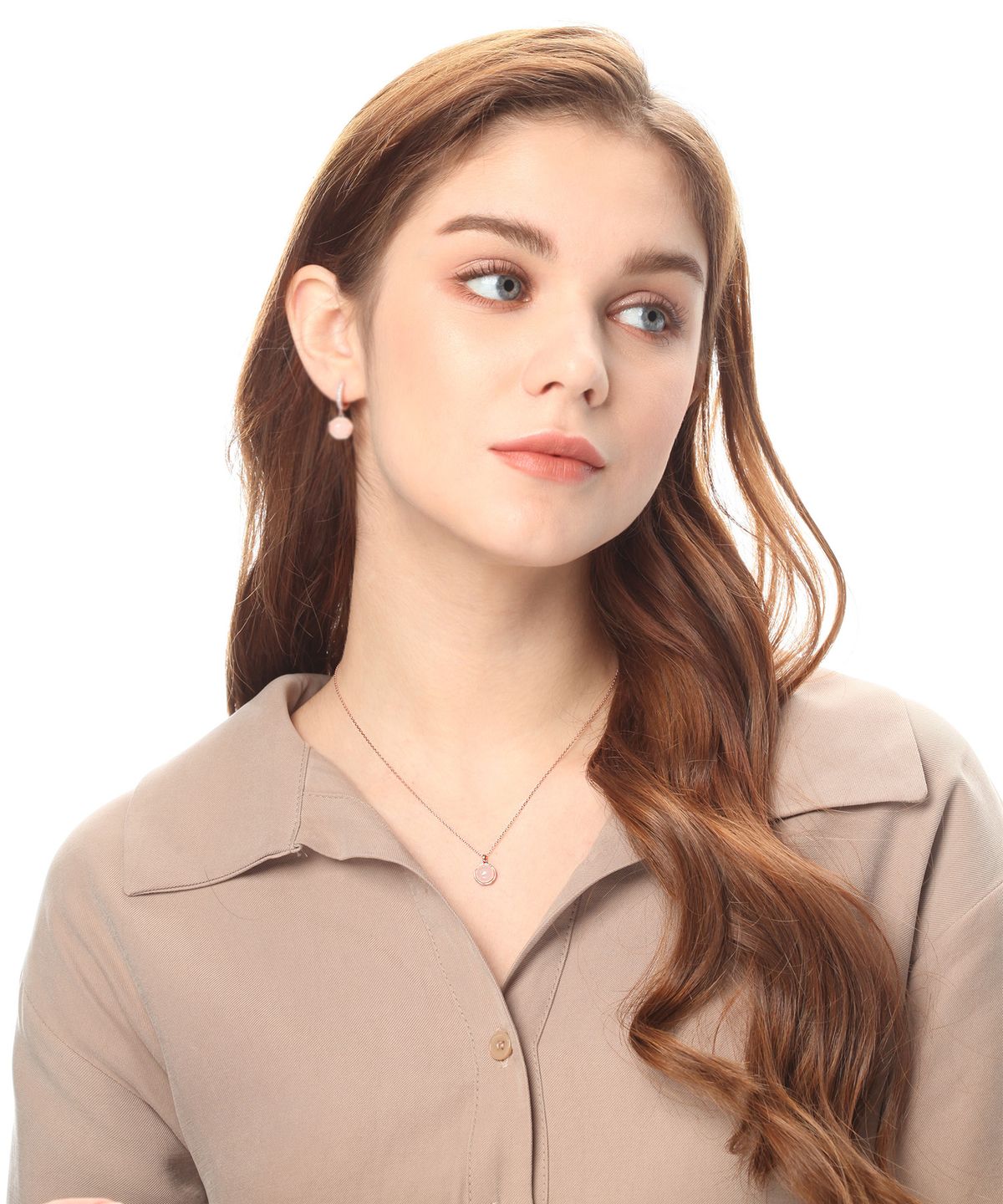 엘르주얼리(ELLEJEWELRY) 로즈쿼츠 목걸이 ELBRNN053